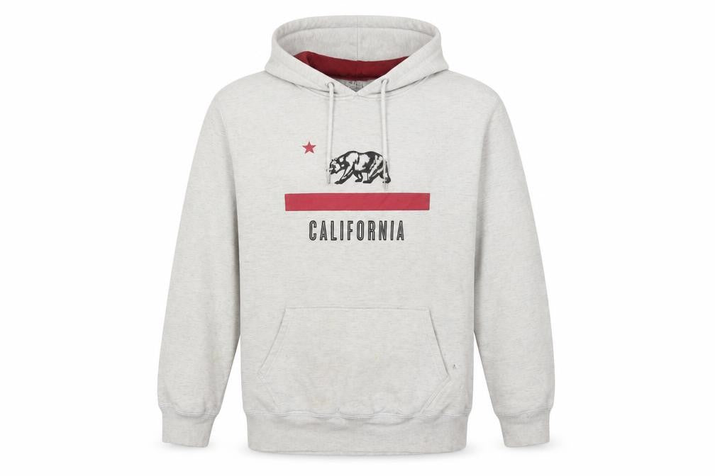 Front view of Ripping Men’s Grey California Pullover Hoodie, size L, Graphic Fleece