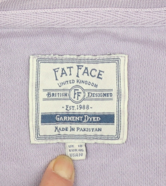 Fat Face Women's Pale Lilac Pullover Sweatshirt Size 18 Cotton Casual