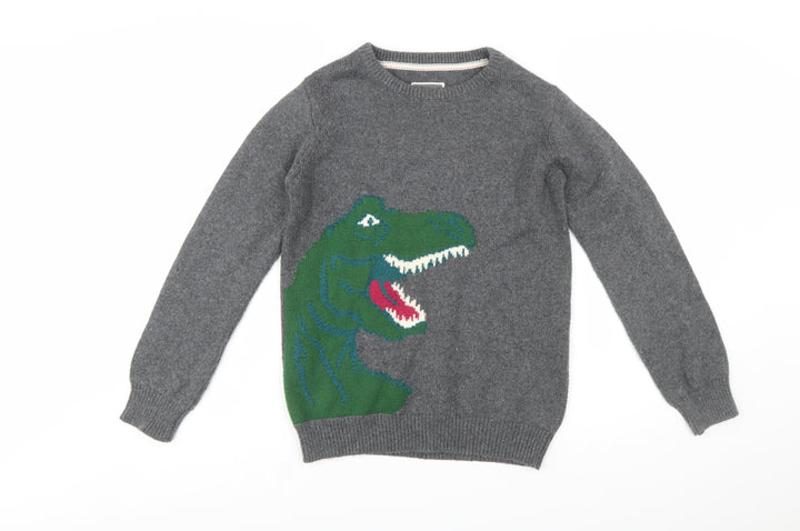FatFace Boys Grey Dinosaur Jumper 12-13 Years Cotton Blend Crew Neck