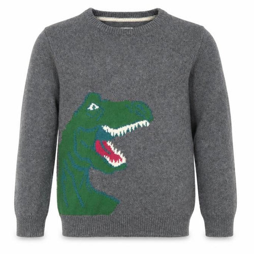 FatFace Boys Grey Dinosaur Jumper 12-13 Years Cotton Blend Crew Neck