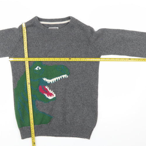 FatFace Boys Grey Dinosaur Jumper 12-13 Years Cotton Blend Crew Neck