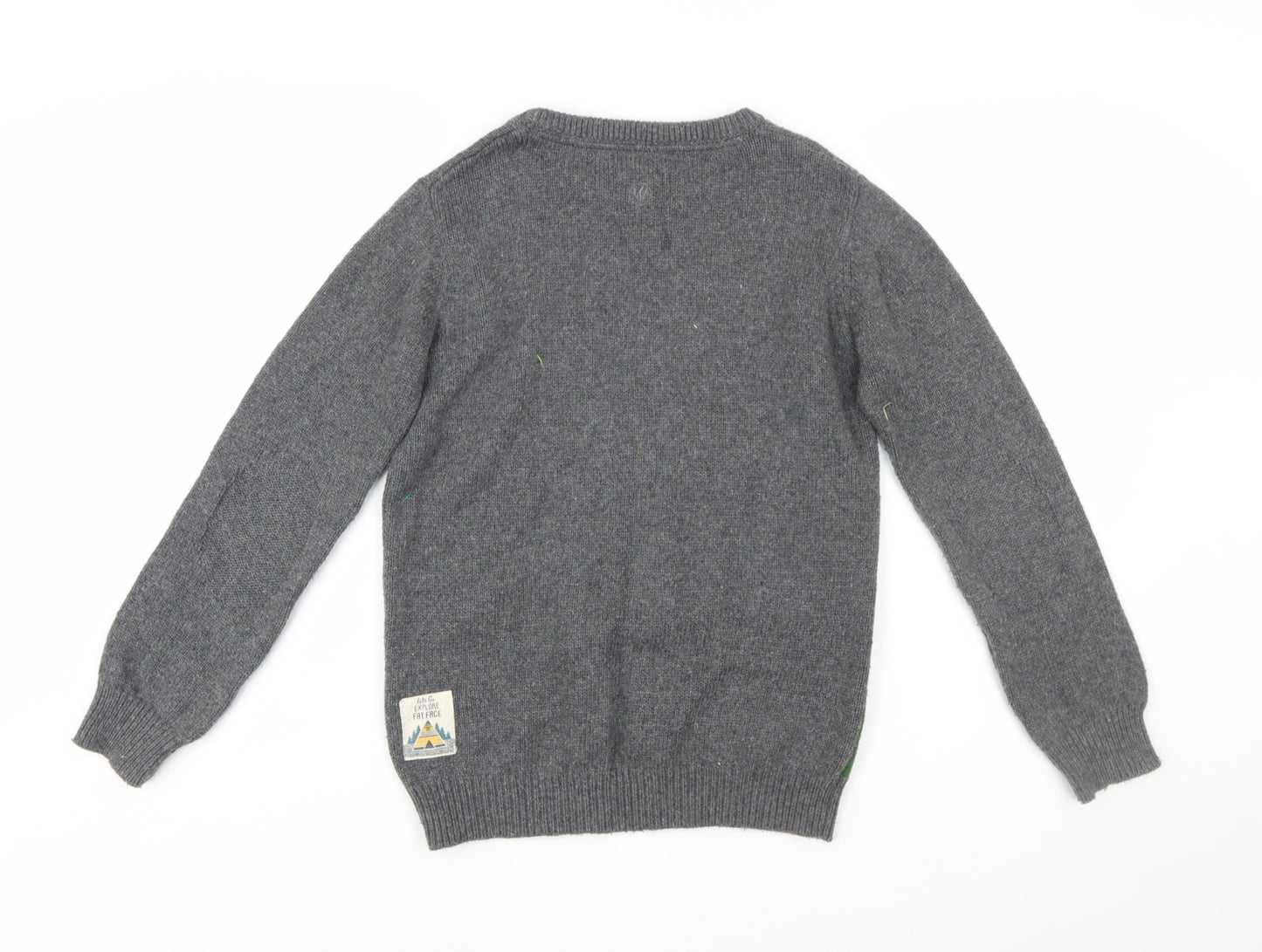 FatFace Boys Grey Dinosaur Jumper 12-13 Years Cotton Blend Crew Neck