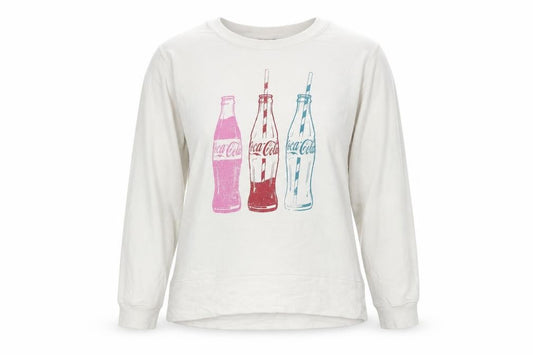 Front view of Tu Coca-Cola Women White Cotton Pullover Sweatshirt, size 20