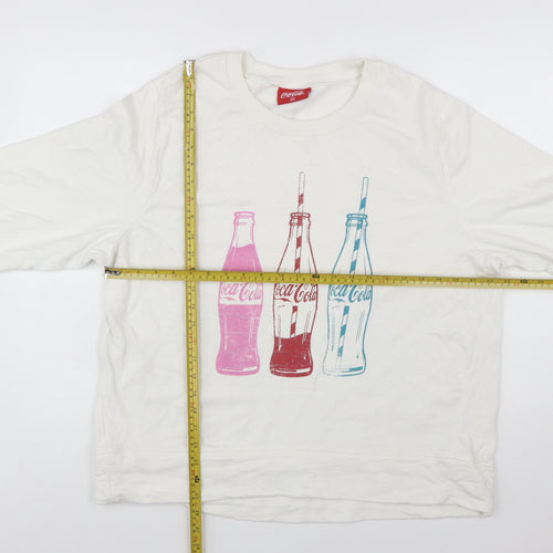 Tu Coca-Cola Women White Cotton Pullover Sweatshirt Size 20