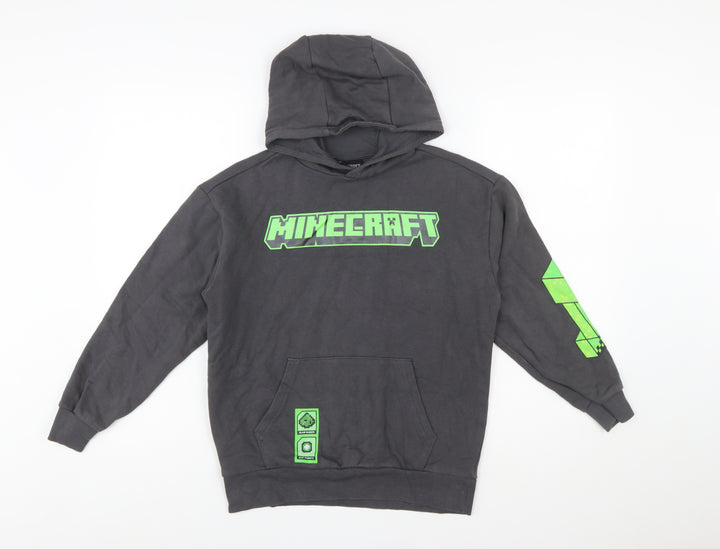 Minecraft Boys Black Hoodie 10-11 Years Cotton Blend Pullover