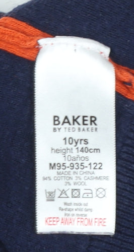Baker by Ted Baker Boys Blue 10 Years 1/2 Zip Wool Cotton Jumper
