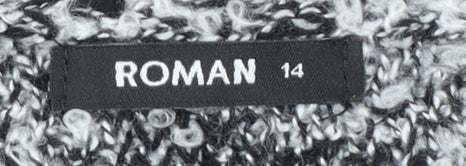 Roman Women’s Black & Grey Houndstooth Knit Long Sleeve Cardigan Size 14