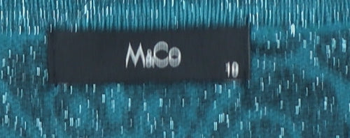 M&Co Women’s Blue Floral Glitter Knit Jumper Size 10 Slim Fit