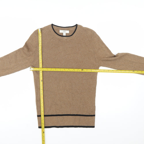 Marks and Spencer Womens Beige Crew Neck Button Cuff Jumper Size 12