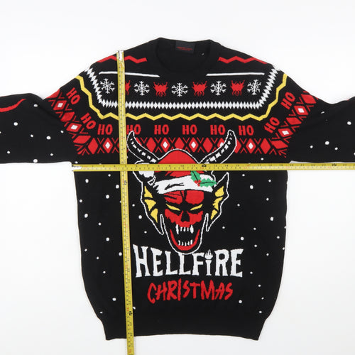 Primark Stranger Things Men's Black Medium Christmas Pullover Jumper