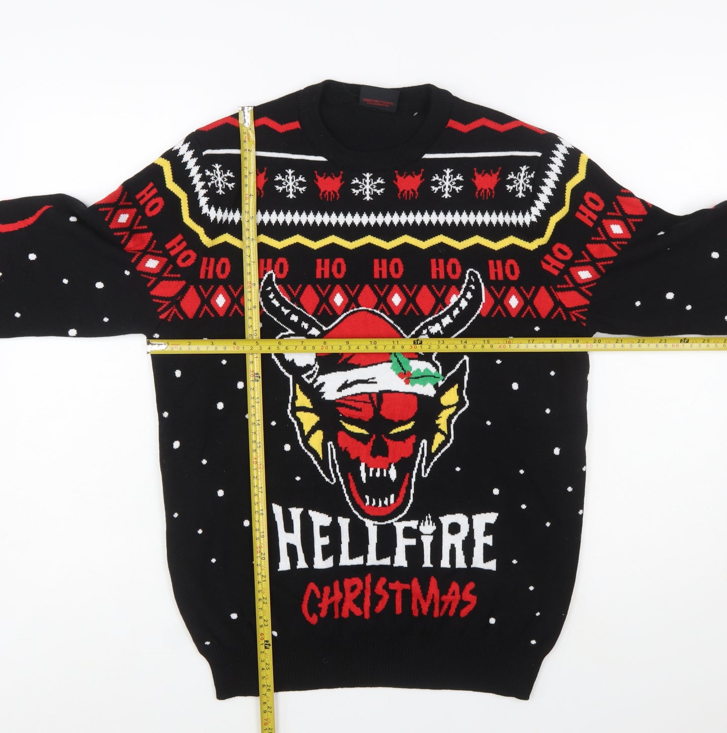 Primark Stranger Things Men's Black Medium Christmas Pullover Jumper