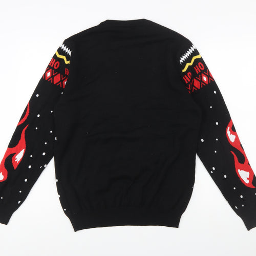 Primark Stranger Things Men's Black Medium Christmas Pullover Jumper