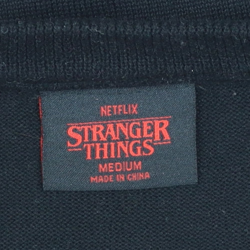 Primark Stranger Things Men's Black Medium Christmas Pullover Jumper
