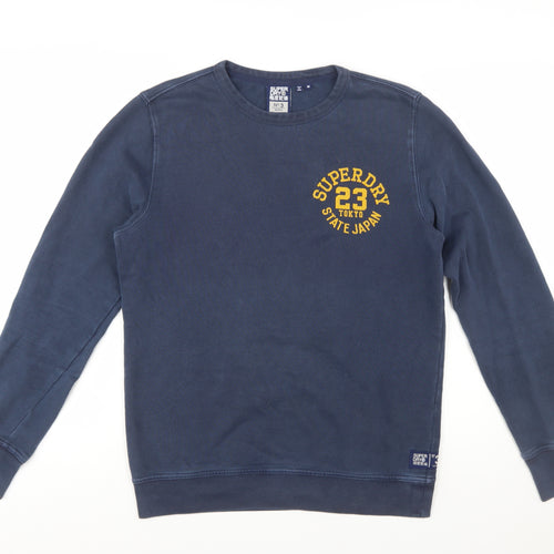 Superdry Men's Blue Crew Neck Cotton Pullover Sweatshirt M