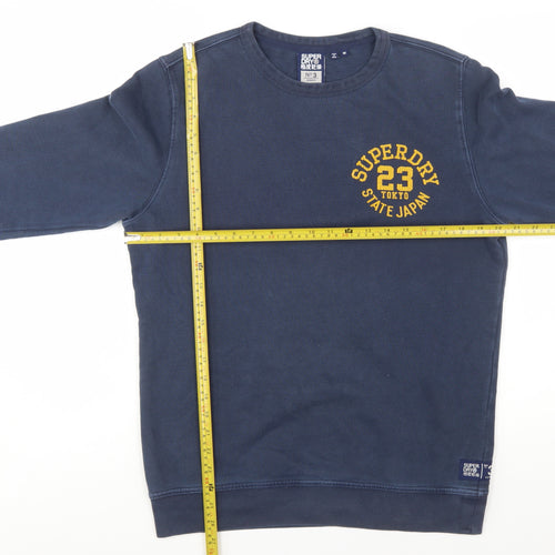 Superdry Men's Blue Crew Neck Cotton Pullover Sweatshirt M
