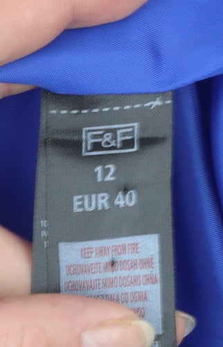 F&F Women's Blue Linen A-Line Sleeveless Knee Length Dress Size 12