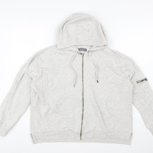 Mint Velvet Women Grey Full Zip Hoodie Lined Pockets L