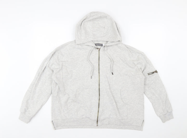 Mint Velvet Women Grey Full Zip Hoodie Lined Pockets L