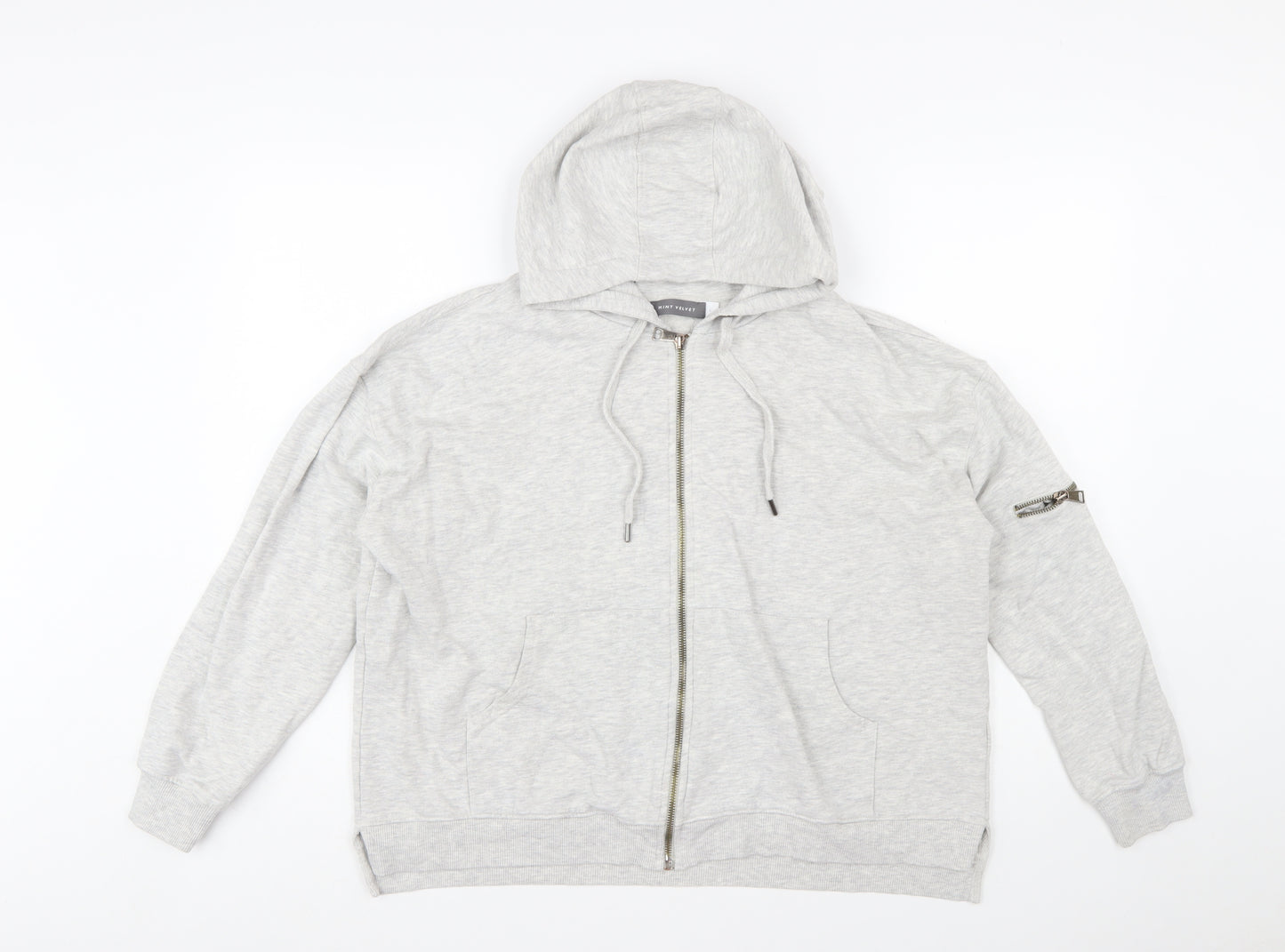 Mint Velvet Women Grey Full Zip Hoodie Lined Pockets L