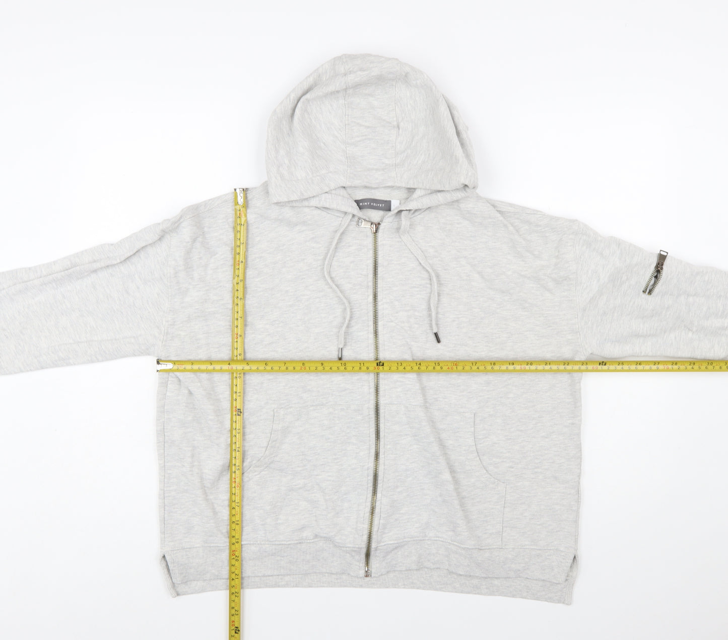 Mint Velvet Women Grey Full Zip Hoodie Lined Pockets L