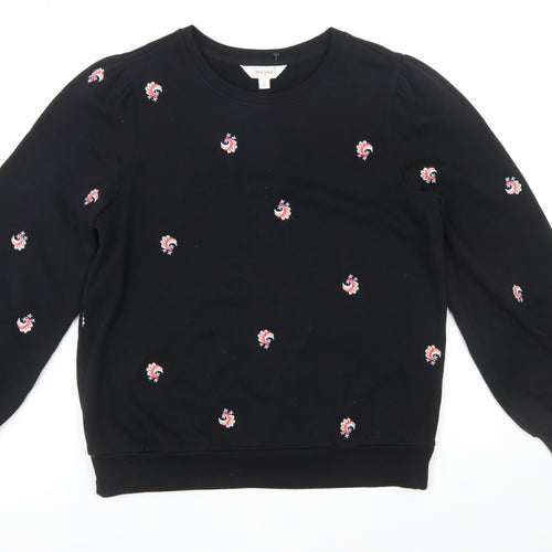 Marks and Spencer Per Una Womens Black Embroidered Cotton Sweatshirt Size 12