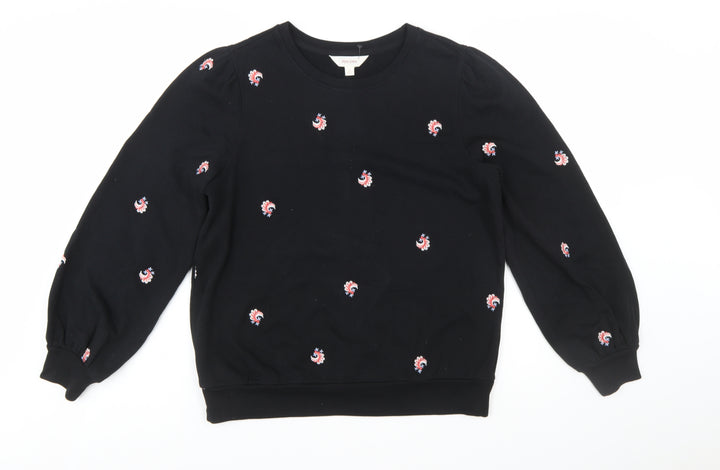 Marks and Spencer Per Una Womens Black Embroidered Cotton Sweatshirt Size 12