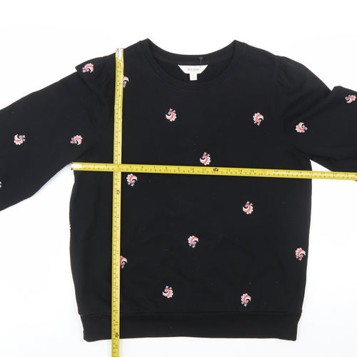 Marks and Spencer Per Una Womens Black Embroidered Cotton Sweatshirt Size 12