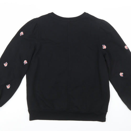 Marks and Spencer Per Una Womens Black Embroidered Cotton Sweatshirt Size 12