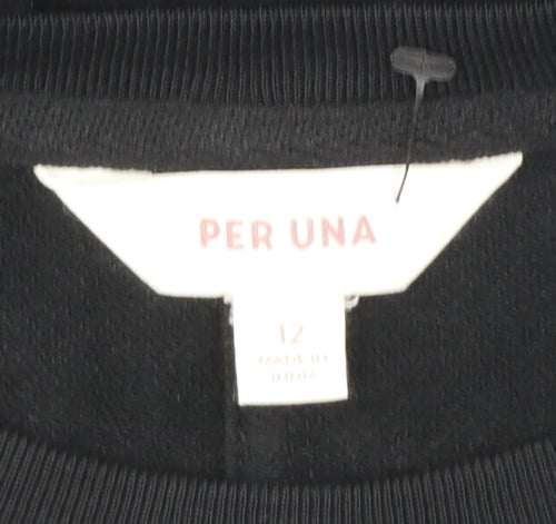Marks and Spencer Per Una Womens Black Embroidered Cotton Sweatshirt Size 12
