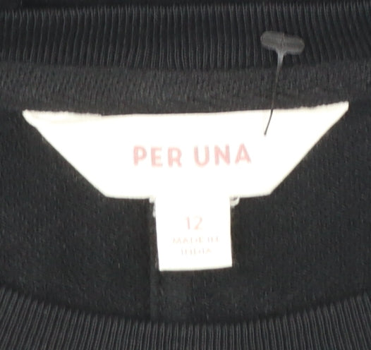 Marks and Spencer Per Una Womens Black Embroidered Cotton Sweatshirt Size 12