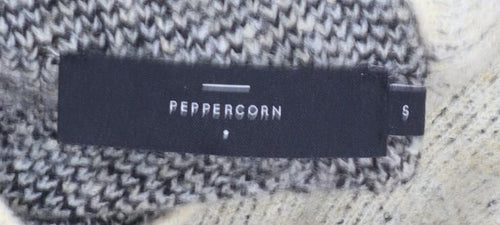 Peppercorn Womens Beige Black Geometric Knit Mock Neck Jumper Size S