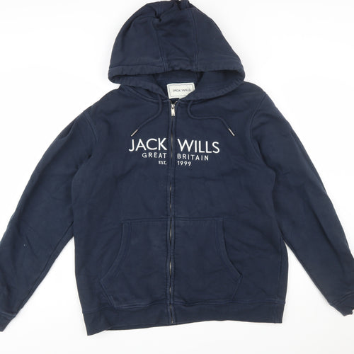 Jack Wills Men's Blue Full Zip Hoodie XL Fleece Cotton Blend