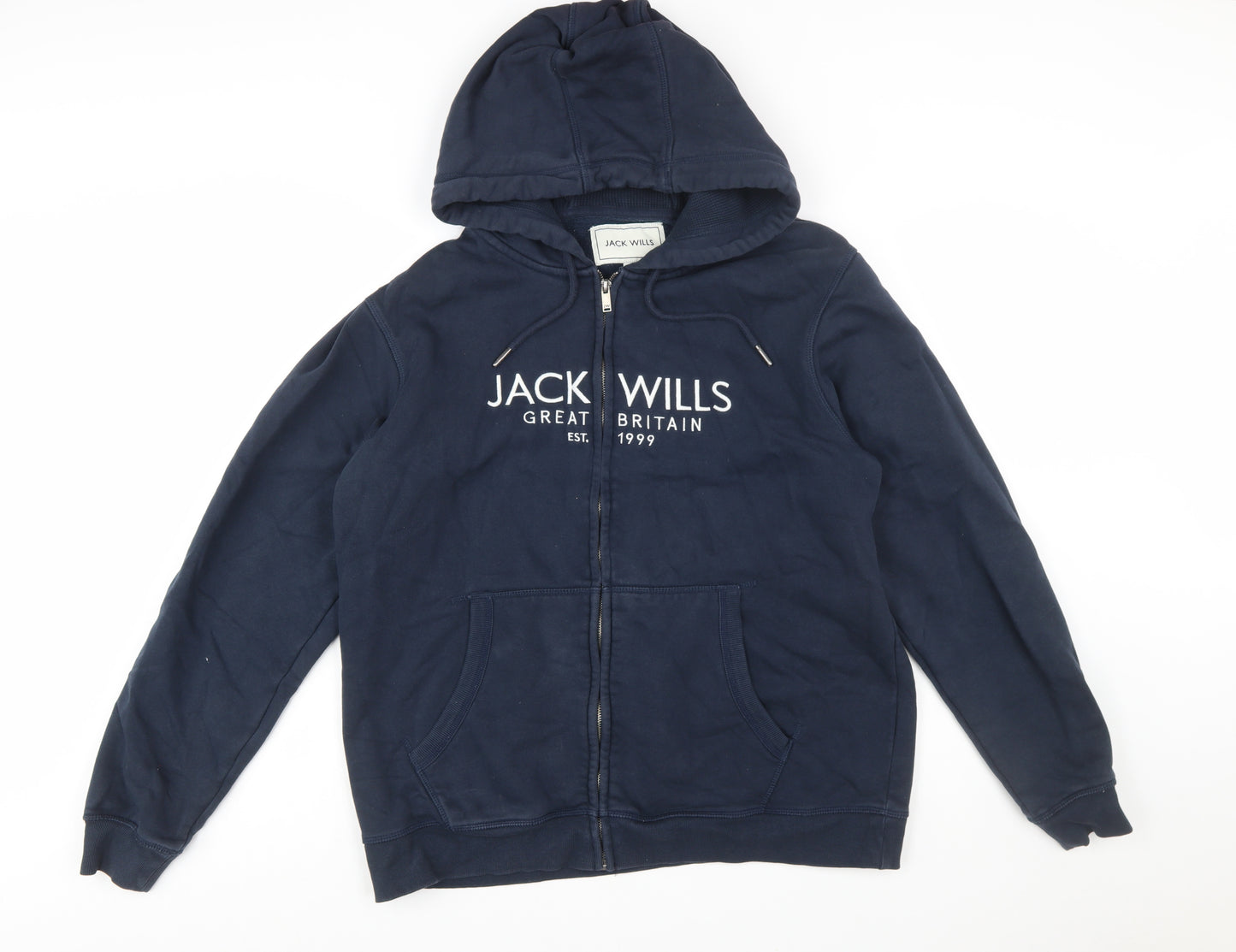 Jack Wills Men's Blue Full Zip Hoodie XL Fleece Cotton Blend