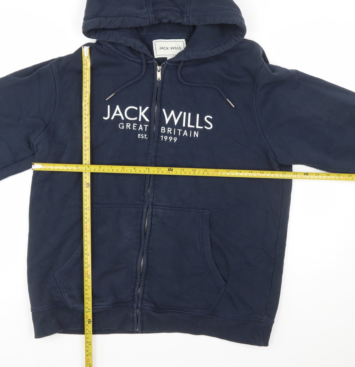 Jack Wills Men's Blue Full Zip Hoodie XL Fleece Cotton Blend