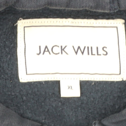 Jack Wills Men's Blue Full Zip Hoodie XL Fleece Cotton Blend
