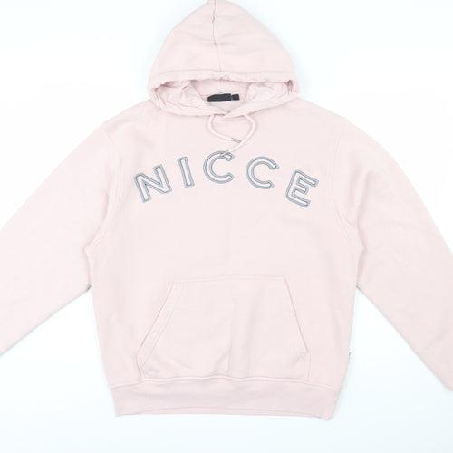 NICCE Men’s Pink Pullover Hoodie L Fleece Logo Sweatshirt