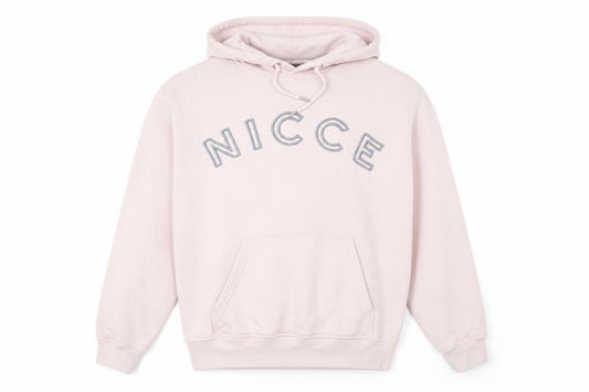 Front view of NICCE Men’s Pink Pullover Hoodie L Fleece Logo Sweatshirt