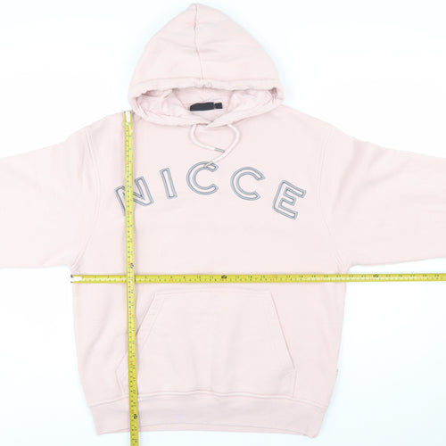 NICCE Men’s Pink Pullover Hoodie L Fleece Logo Sweatshirt