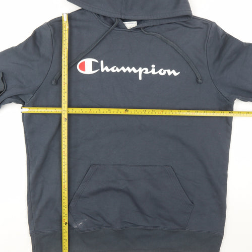 Champion Men's Black Large Pullover Hoodie with Logo Print