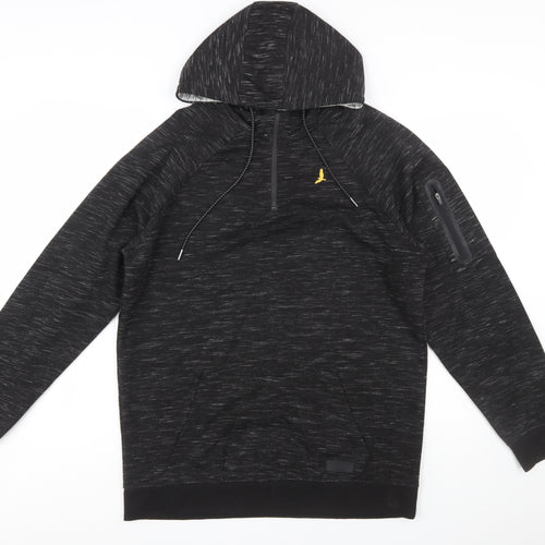 Brave Soul Men's Black Pullover Hoodie L Regular Fit 1/4 Zip