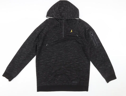 Brave Soul Men's Black Pullover Hoodie L Regular Fit 1/4 Zip