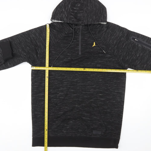 Brave Soul Men's Black Pullover Hoodie L Regular Fit 1/4 Zip