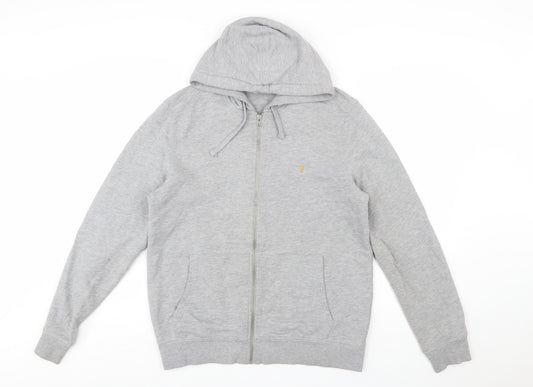 Farah Men's Grey Full Zip Hoodie Size M Regular Fit