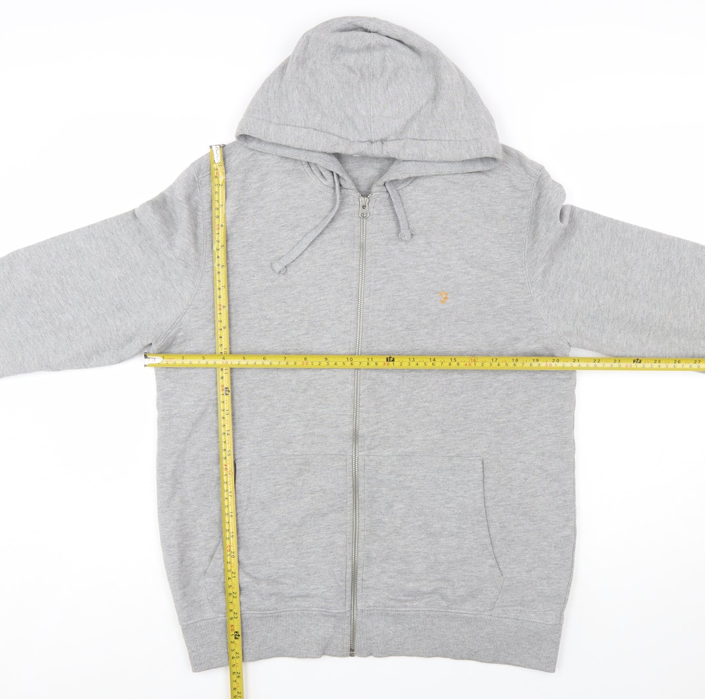 Farah Men's Grey Full Zip Hoodie Size M Regular Fit