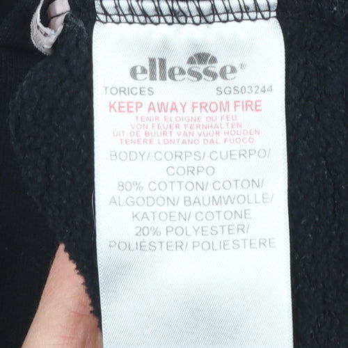 Ellesse Womens Black Hooded Pullover Hoodie Size 20 Cotton Blend