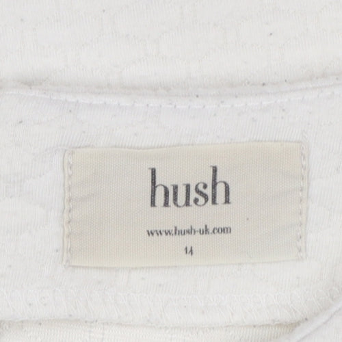 Hush Women Ivory Textured Zip Back Short Sleeve Blouse Size 14
