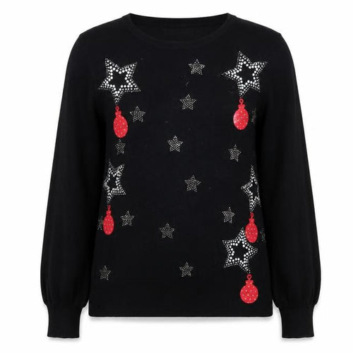 Wallis Women’s Petite Black Rhinestone Christmas Jumper M