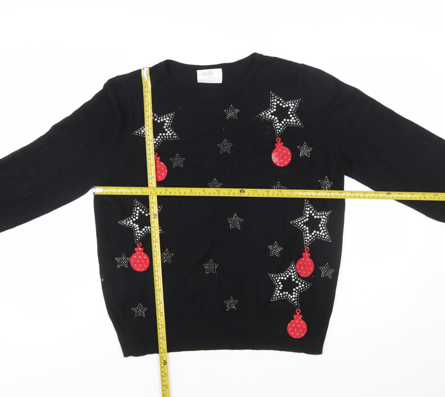 Wallis Women’s Petite Black Rhinestone Christmas Jumper M