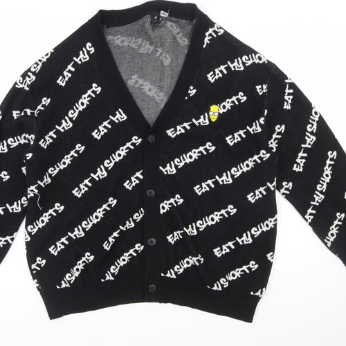 H&M Men Black XL Bart Simpson Eat My Shorts Cardigan