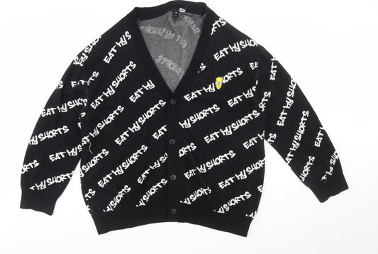 H&M Men Black XL Bart Simpson Eat My Shorts Cardigan